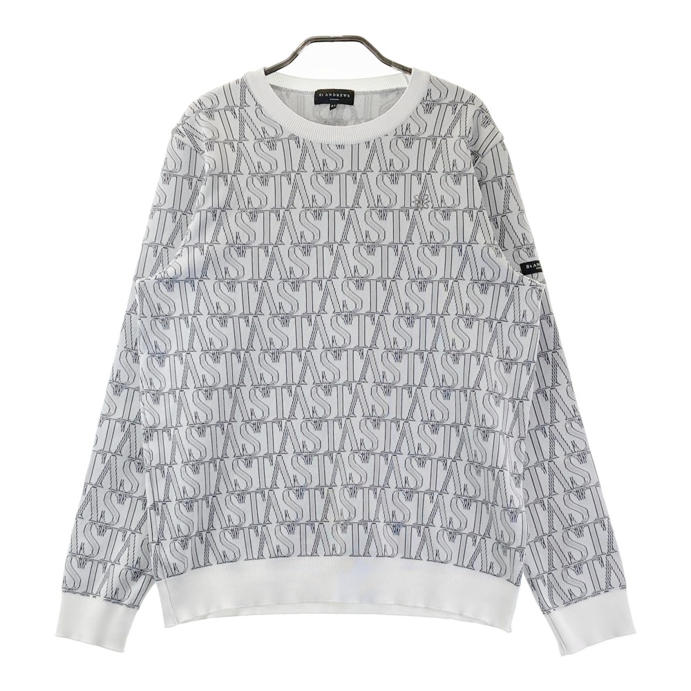 ST ANDREWS セントアンドリュース 長袖 ニットセーター 総柄 グレー系 LL 【中古】ゴルフウェア メンズ
