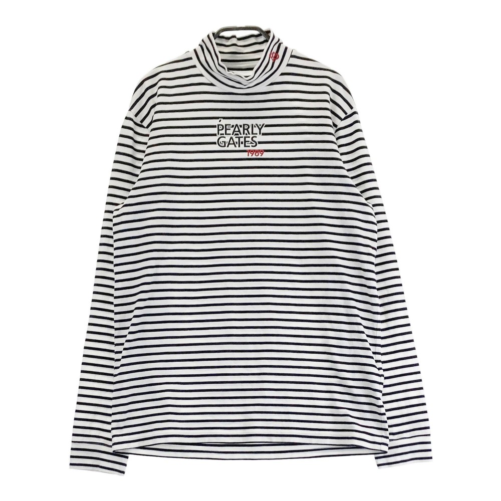 PEARLY GATES パーリーゲイツ 2024年モデル ハイネック 長袖Tシャツ ボーダー柄 ホワイト系 7 【中古】ゴルフウェア メンズ