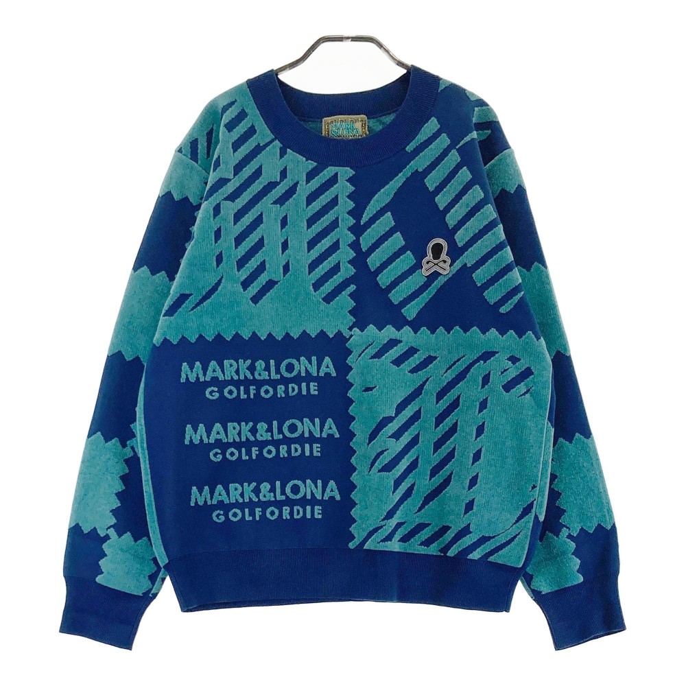 MARK&LONA マークアンドロナ 2024年モデル M.C.D Chenille Crew Knit ニットセーター 総柄 ブルー系 48 【中古】ゴルフウェア メンズ