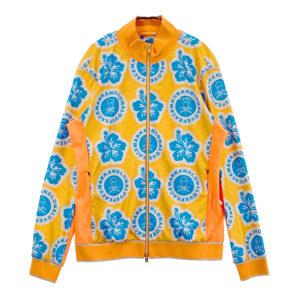 MARK\u0026LONA マークアンドロナ  Pela Air Jerseyセットアップ スカル 花 オレンジ色系 50 【中古】ゴルフお召しもの メンズ ゴルフ-スポーツ・アウトドア-ブルゾン