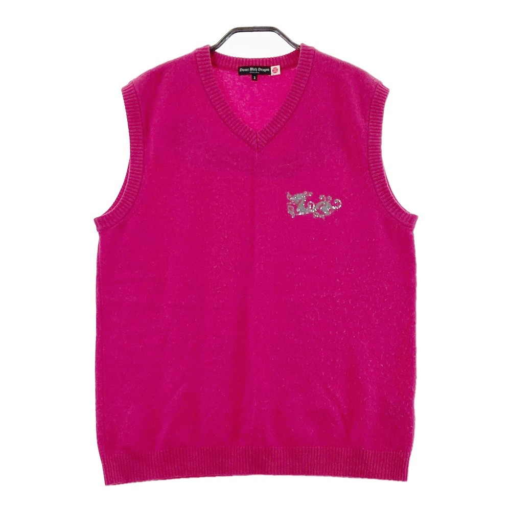 DANCE WITH DRAGON ダンスウィズドラゴン Vネック カシミヤ ニットベスト ピンク系 3 【中古】ゴルフウェア メンズ