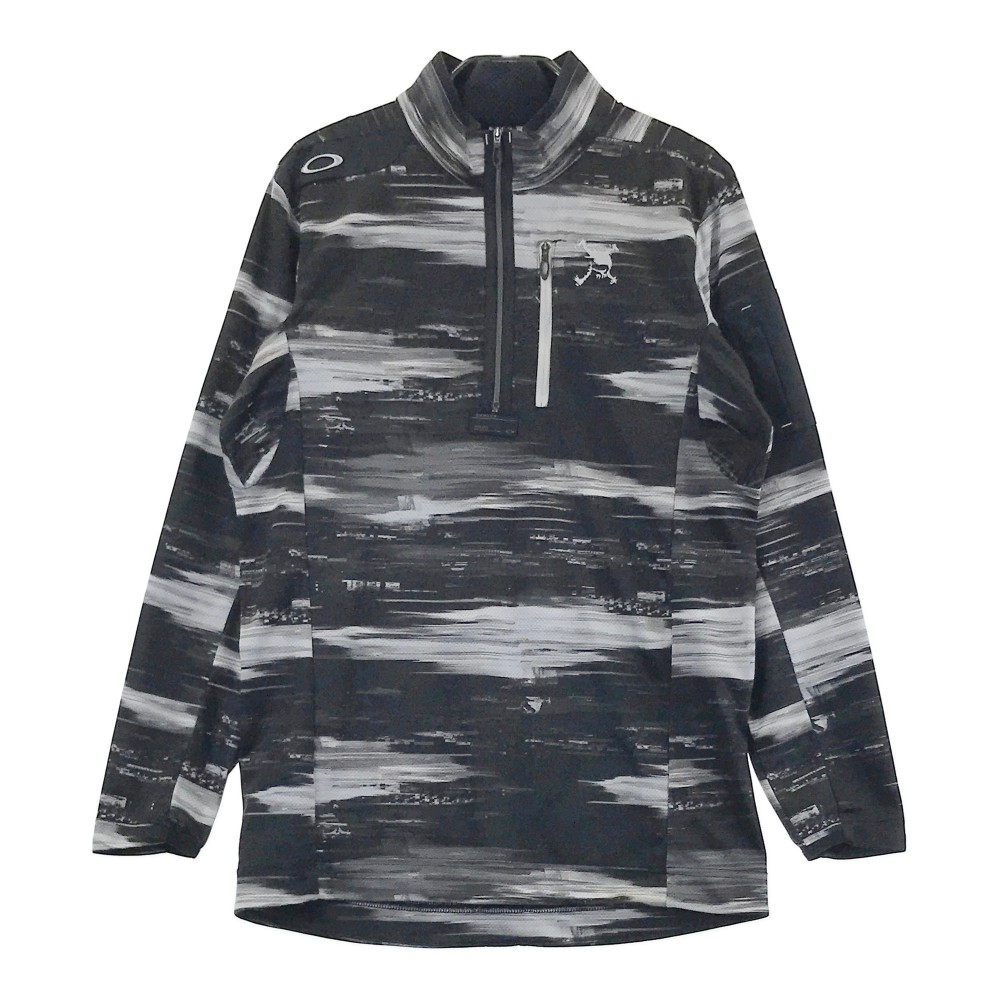 OAKLEY オークリー ハーフジップ 長袖Tシャツ スカル 総柄 ブラック系 M 【中古】ゴルフウェア メンズ