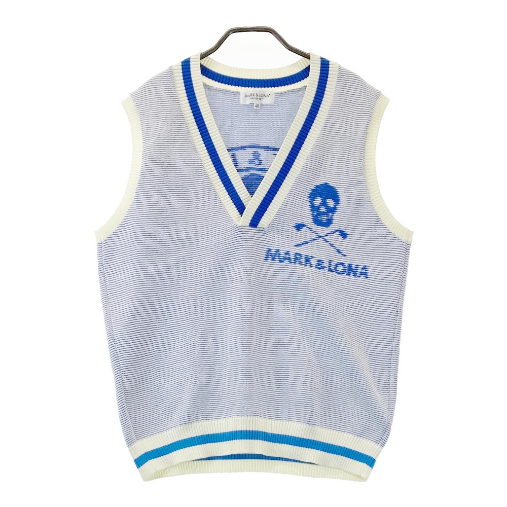 MARK\u0026LONA マークアンドロナ  ニットベスト  ブルー系 48 【中古】ゴルフウェア メンズ