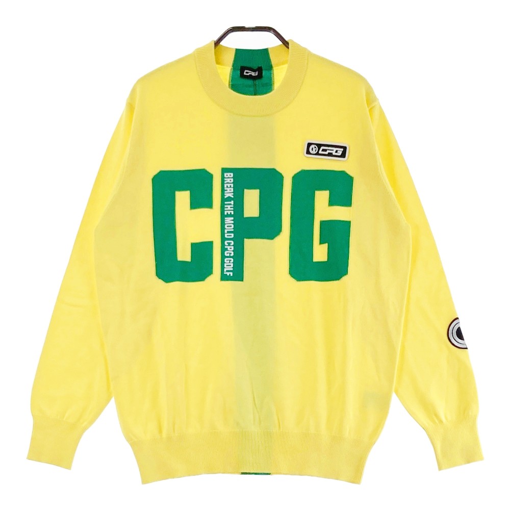 CPG GOLF シーピージーゴルフ ニットセーター ビッグロゴ イエロー系 2 【中古】ゴルフウェア メンズ
