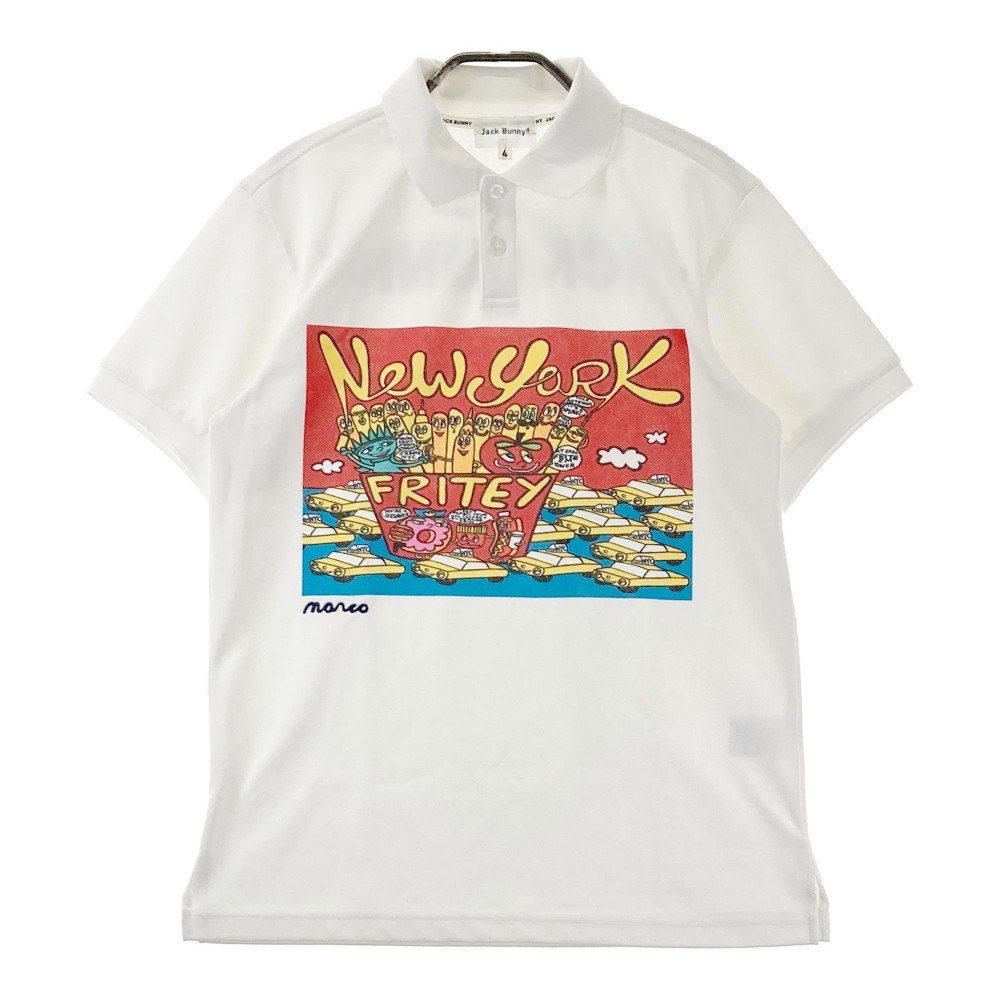 JACK BUNNY ジャックバニー 半袖ポロシャツ 総柄 ホワイト系 4 【中古】ゴルフウェア メンズ