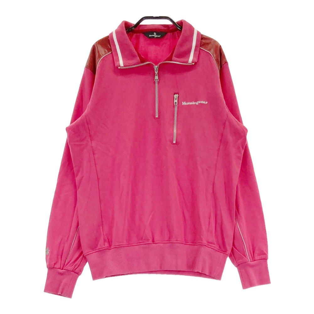 MUNSING WEAR マンシングウェア ハーフジップ 長袖シャツ ピンク系 M 【中古】ゴルフウェア メンズ