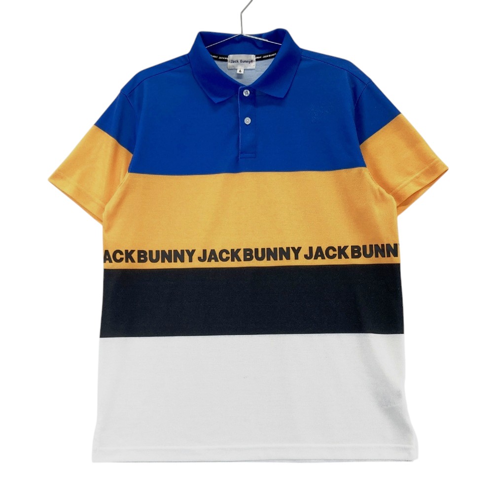 JACK BUNNY ジャックバニー 半袖ポロシャツ ボーダー柄 ブルー系 6 【中古】ゴルフウェア メンズ