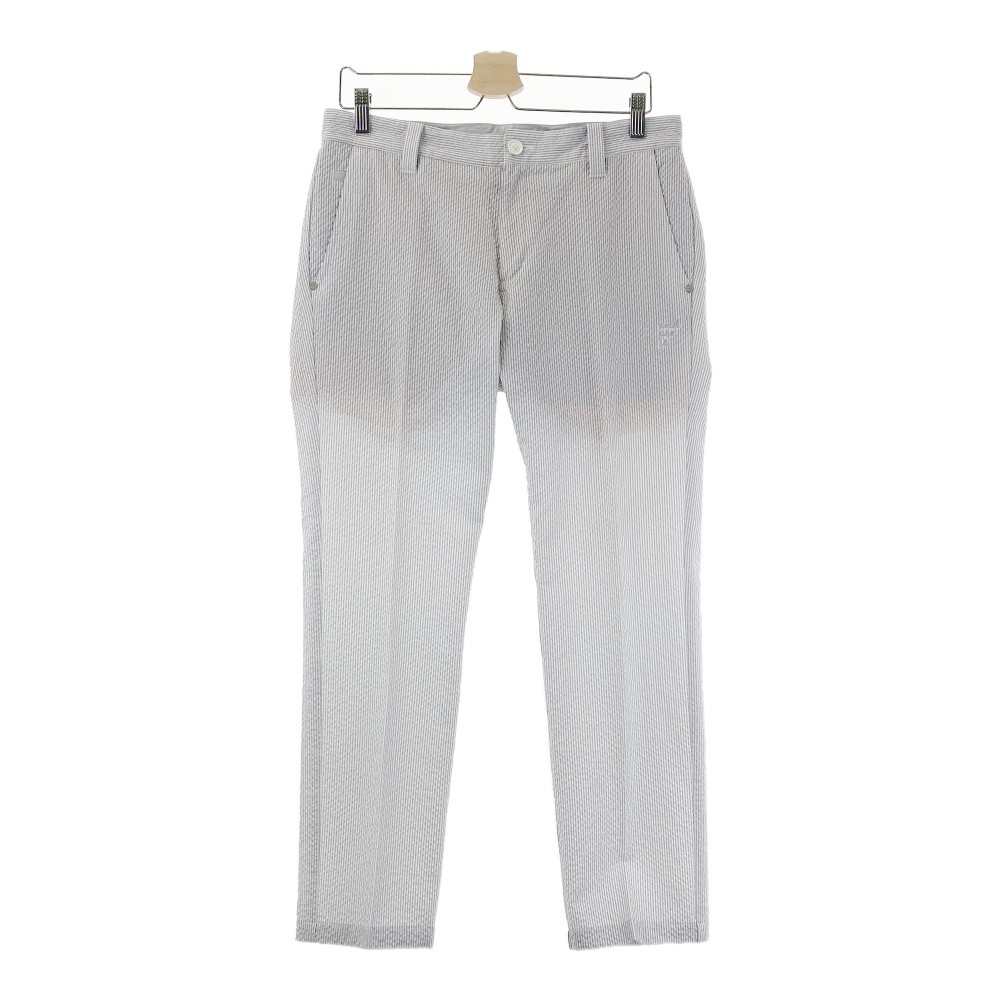 AND PER SE アンパスィ ロングパンツ シアサッカー ストライプ柄 グレー系 82 【中古】ゴルフウェア メンズ
