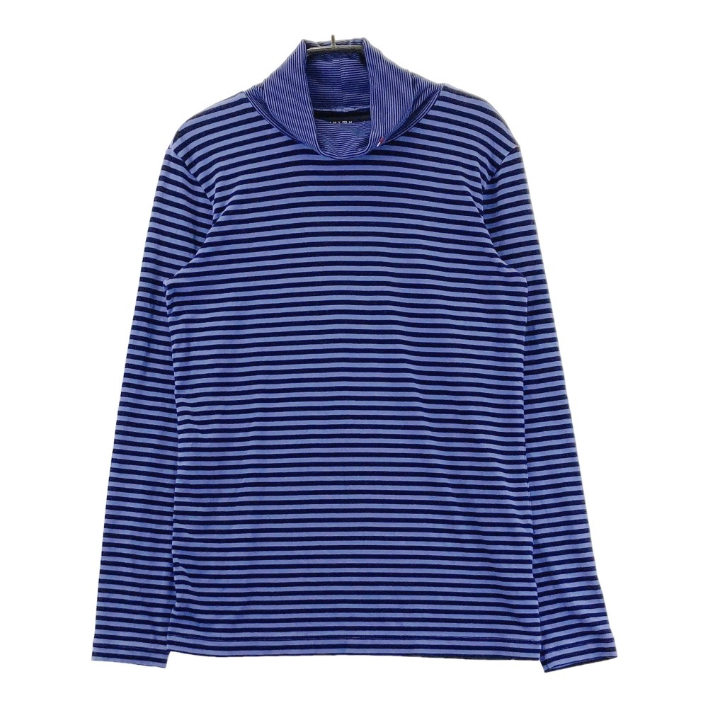 TOMMY HILFIGER GOLF トミー ヒルフィガーゴルフ タートルネック 長袖Tシャツ ボーダー柄 パープル系 M 【中古】ゴルフウェア メンズ