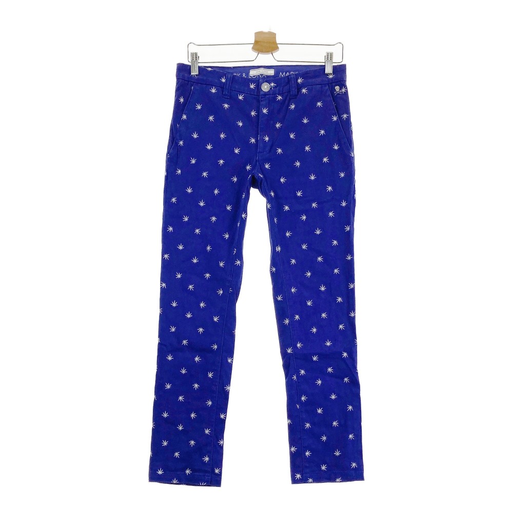 MARK&LONA マークアンドロナ ストレッチパンツ 総柄 ネイビー系 S 【中古】ゴルフウェア メンズ