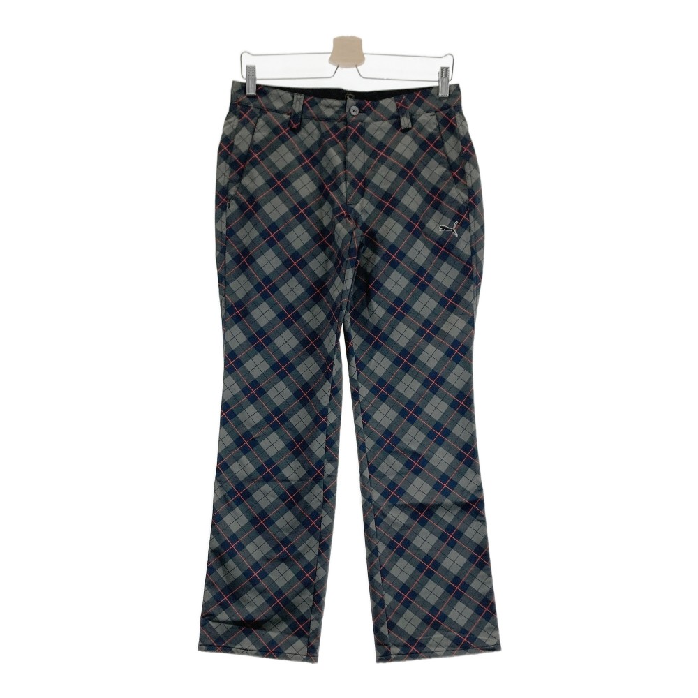 PUMA GOLF プーマゴルフ 裏起毛パンツ チェック柄 グレー系 76 【中古】ゴルフウェア メンズ