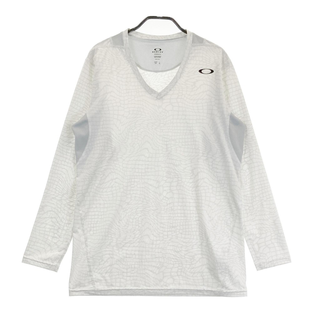 OAKLEY オークリー 長袖Tシャツ 総柄 ホワイト系 XL 【中古】ゴルフウェア メンズ