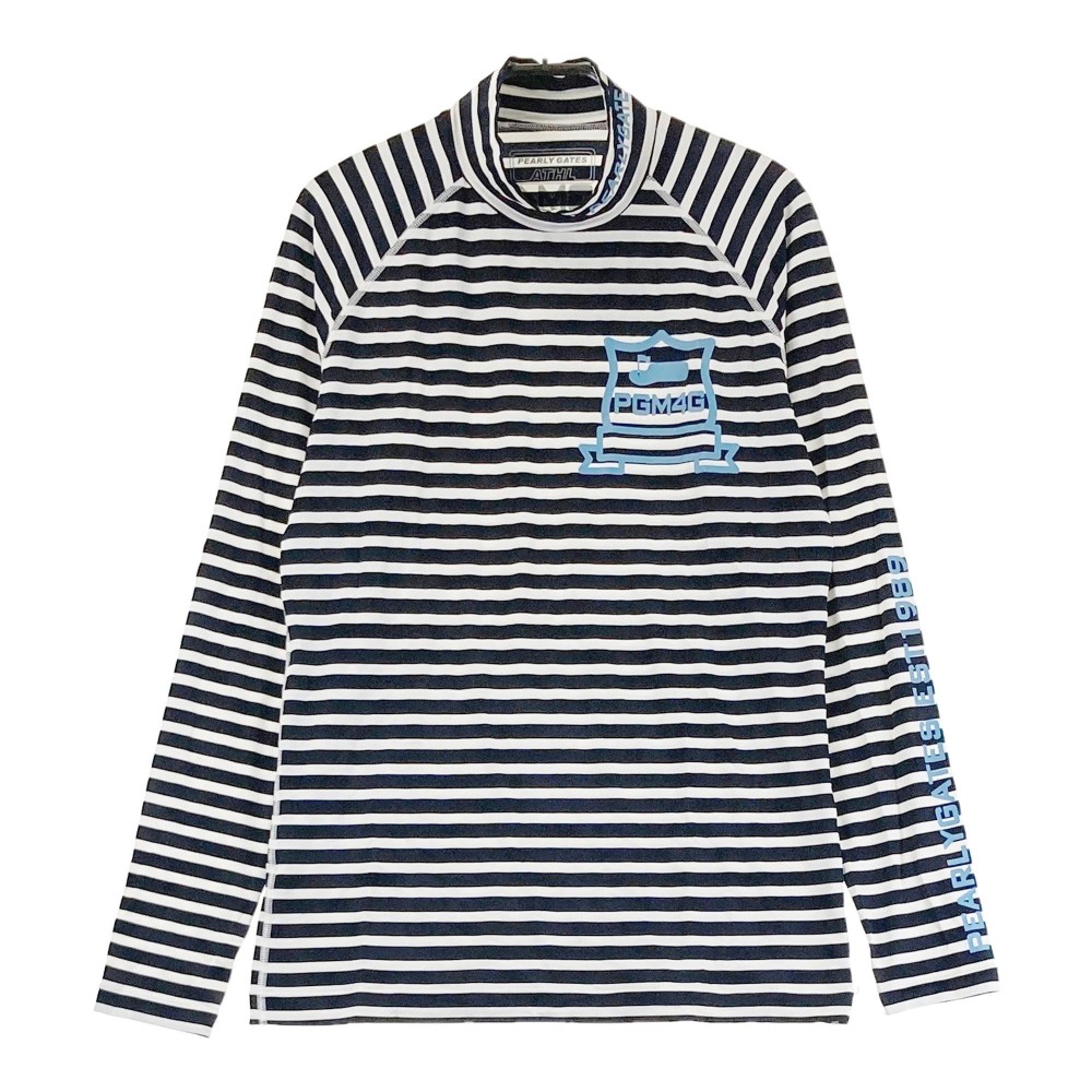 PEARLY GATES パーリーゲイツ ハイネック 長袖インナーTシャツ ボーダー柄 ブラック系 5 【中古】ゴルフウェア メンズ