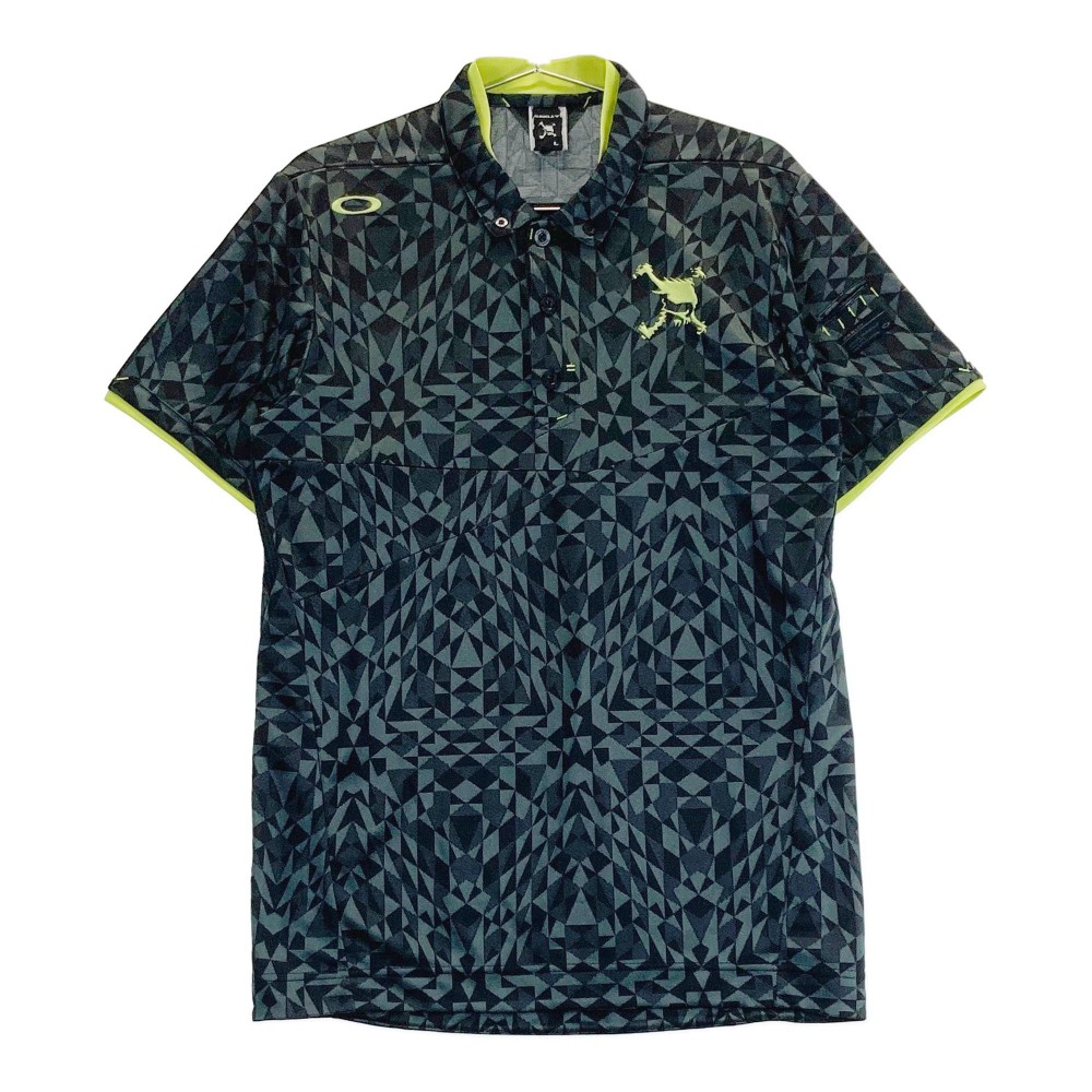 OAKLEY オークリー 433328JP 半袖ポロシャツ ボタンダウン 総柄 グレー系 L 【中古】ゴルフウェア メンズ