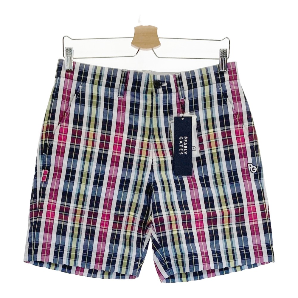 PEARLY GATES パーリーゲイツ 2023年 ショートパンツ チェック ネイビー系 4 【中古】ゴルフウェア メンズ