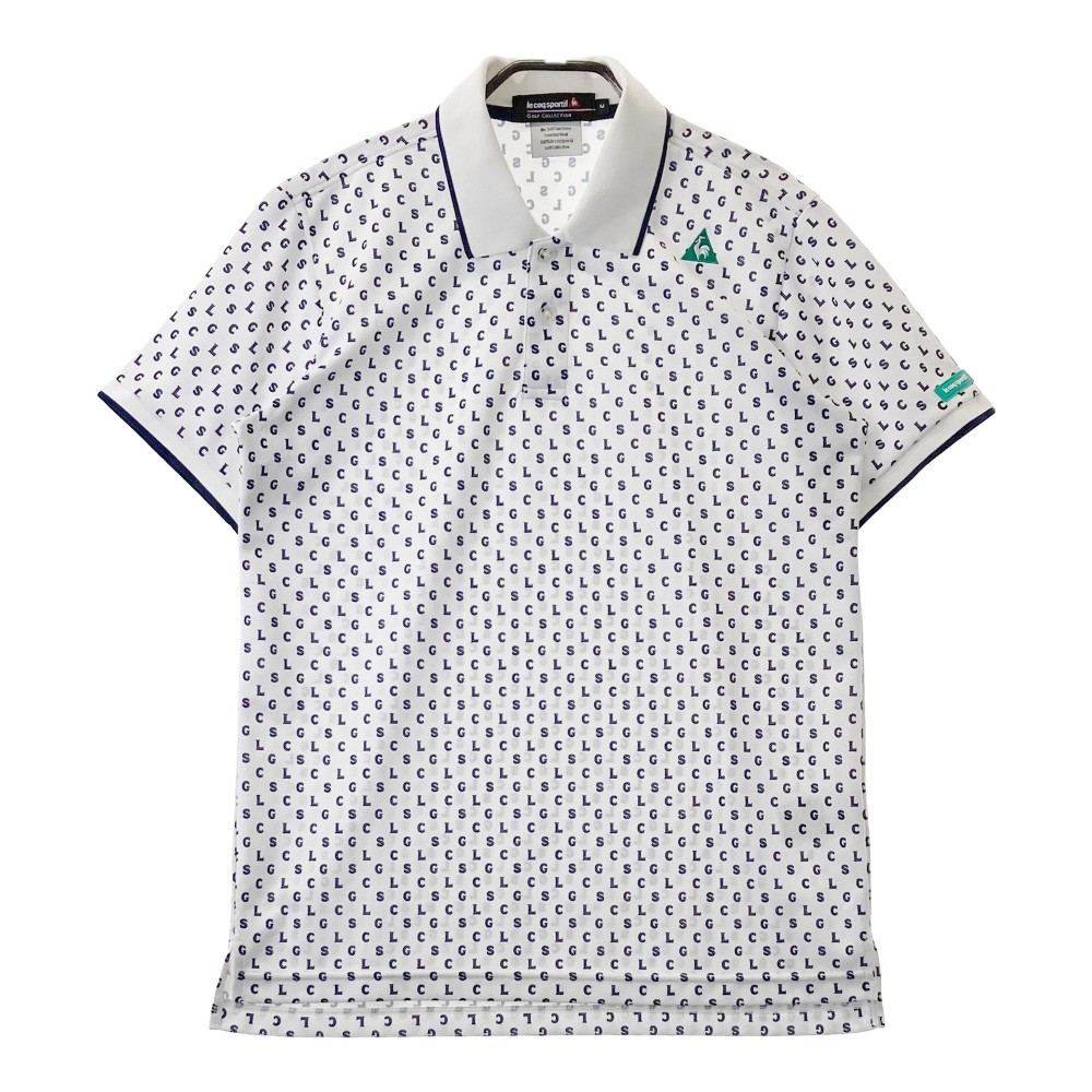 LE COQ GOLF ルコックゴルフ 半袖ポロシャツ 総柄 ホワイト系 M 【中古】ゴルフウェア メンズ