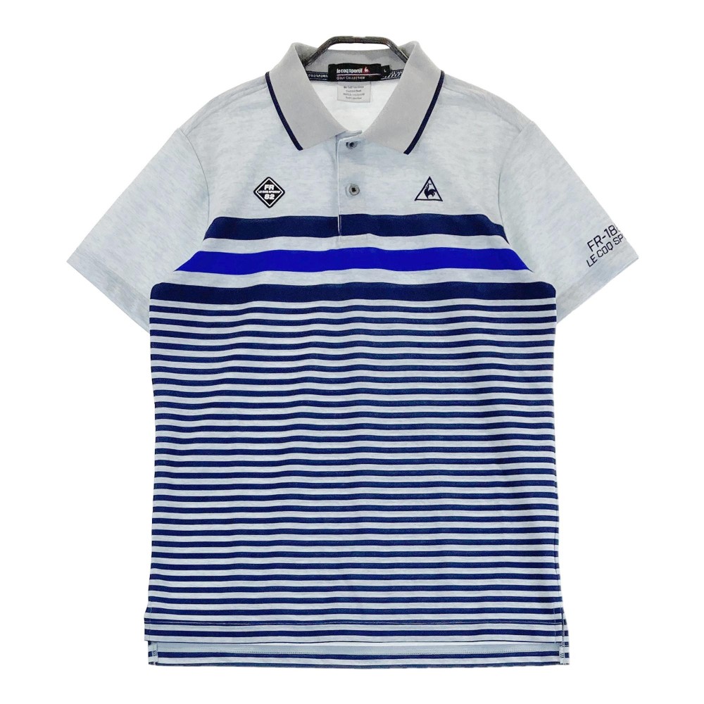 LE COQ GOLF ルコックゴルフ 半袖ポロシャツ ボーダー柄 グレー系 L 【中古】ゴルフウェア メンズ