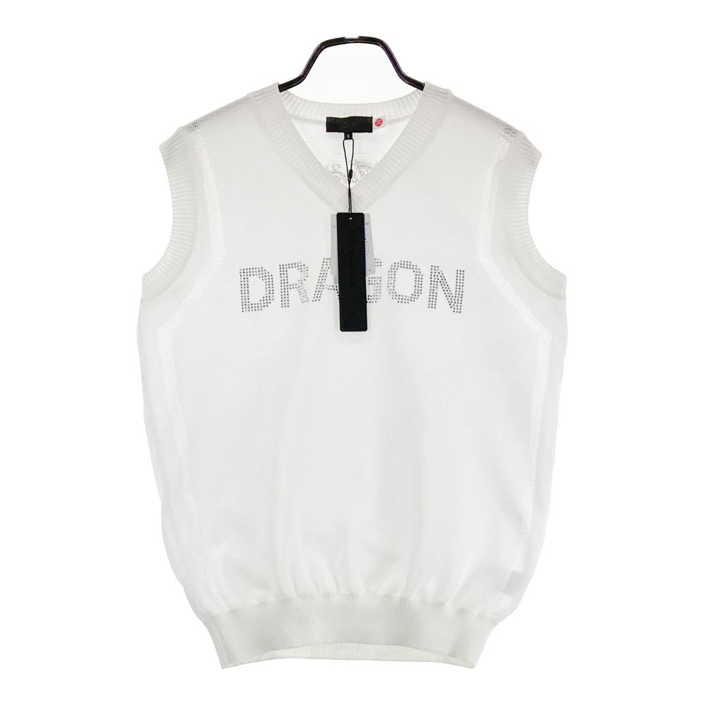 DANCE WITH DRAGON ダンスウィズドラゴン ニットベスト ラインストーン ホワイト系 2 【中古】ゴルフウェア メンズ