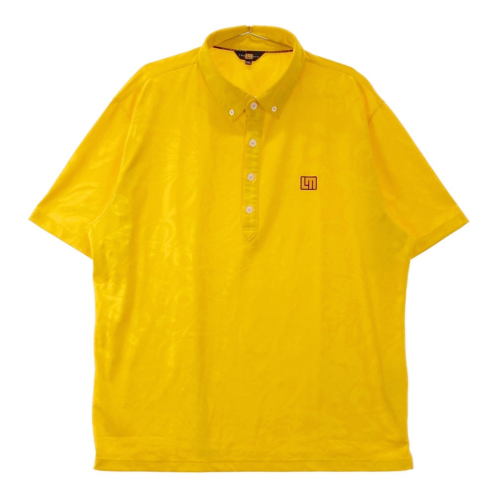 LOUD MOUTH ラウドマウス 半袖ポロシャツ ボタンダウン シャガデリック柄 イエロー系 XXL 【中古】ゴルフウェア メンズ