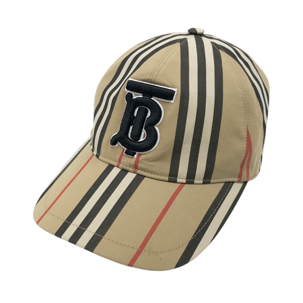 BURBERRY バーバリー 8026924 キャップ TBロゴ アイコンストライプ柄 ブラウン系 LG 【中古】メンズ