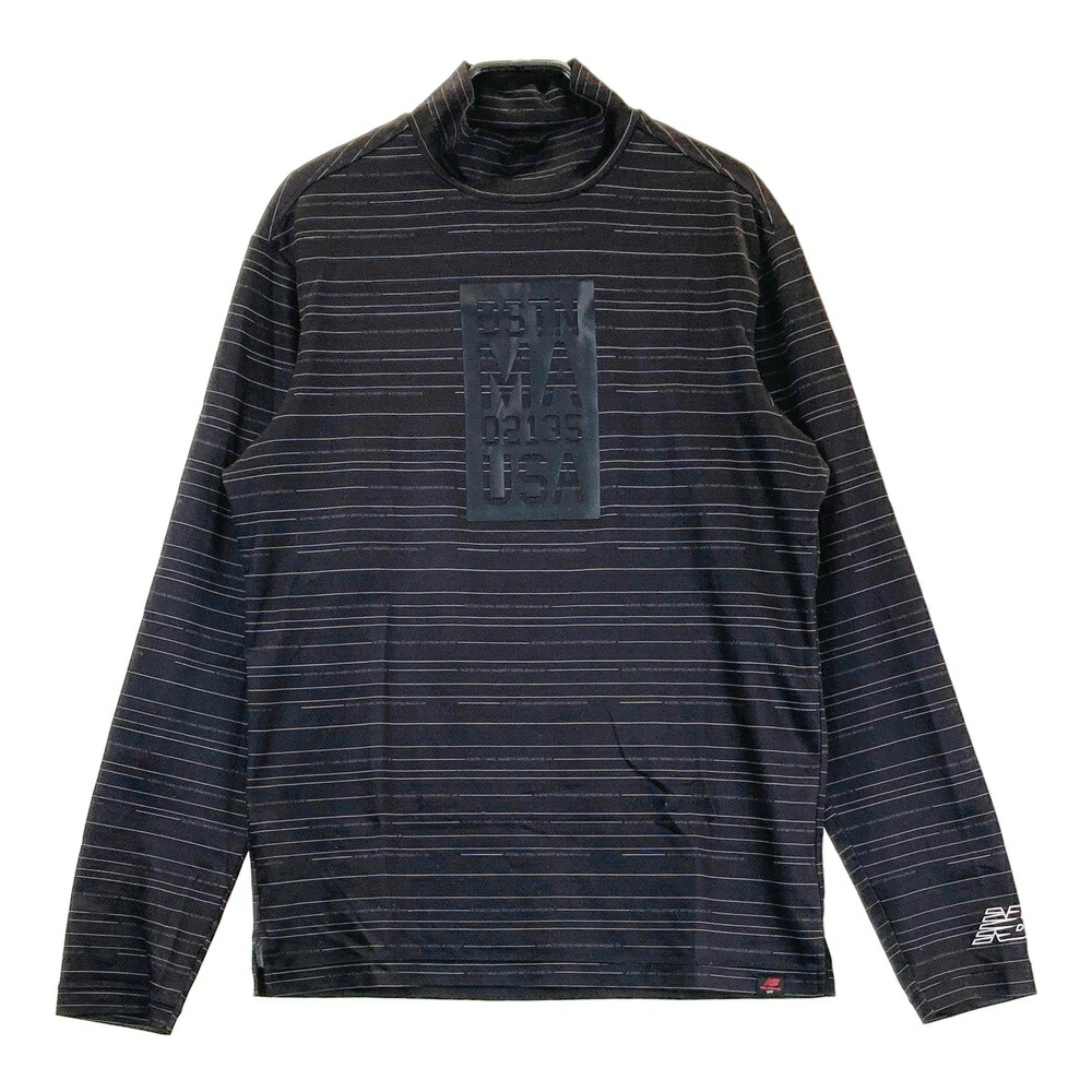 NEW BALANCE GOLF ニューバランス ハイネック長袖Tシャツ ボーダー柄 ブラック系 4 【中古】ゴルフウェア メンズ