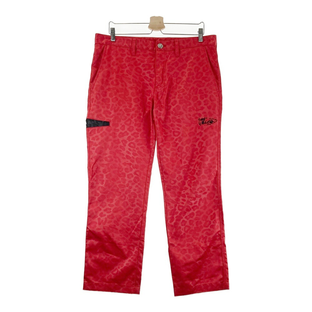 DANCE WITH DRAGON ダンスウィズドラゴン ロングパンツ 総柄 レッド系 4 【中古】ゴルフウェア メンズ