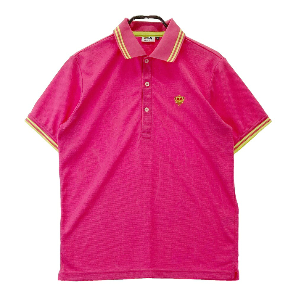 FILA GOLF フィラゴルフ 半袖ポロシャツ ピンク系 L 【中古】ゴルフウェア メンズ