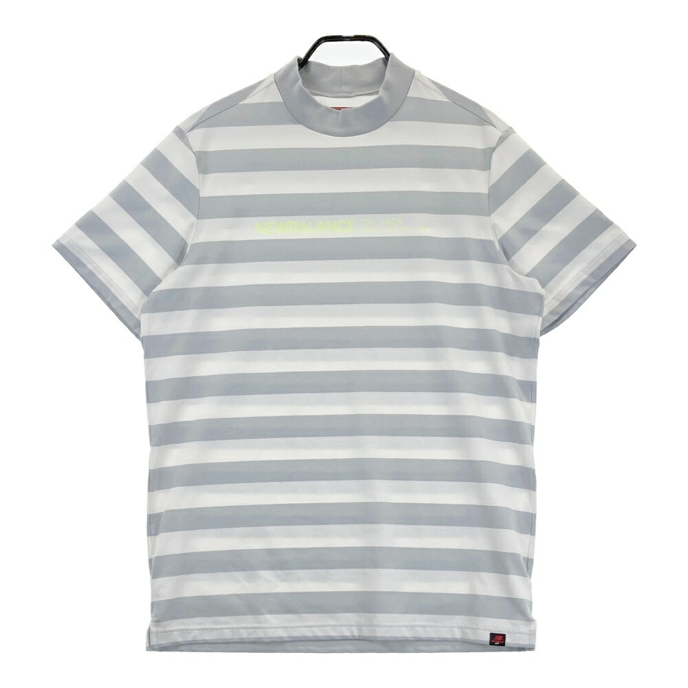 NEW BALANCE GOLF ニューバランス ハイネック 半袖Tシャツ ボーダー柄 グレー系 7 【中古】ゴルフウェア メンズ