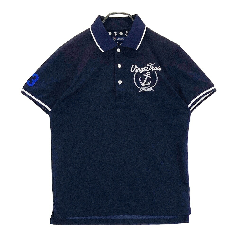 23区GOLF ニジュウサンクゴルフ 半袖ポロシャツ ネイビー系 M 【中古】ゴルフウェア メンズ