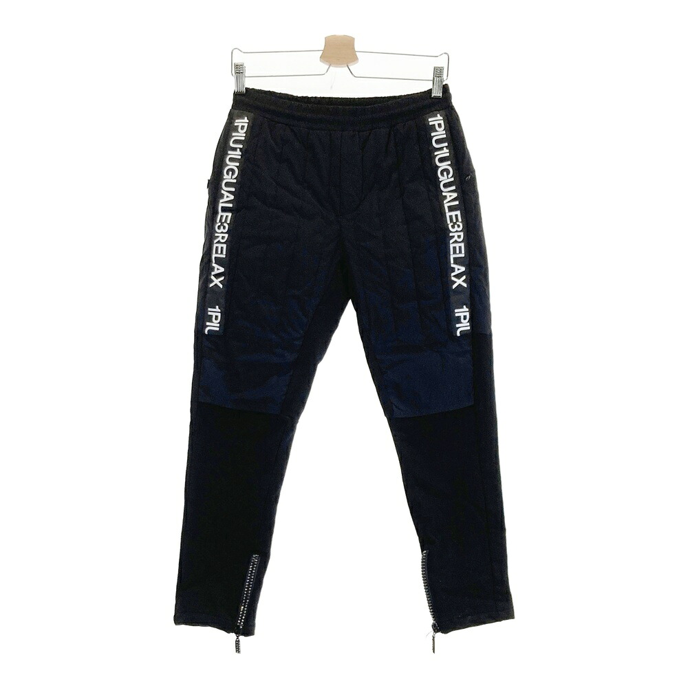 1piu1uguale3 ウノ ピゥ ウノ ウグァーレ トレ RELAX 中綿切替 スウェットパンツ ブラック系 S 【中古】メンズ