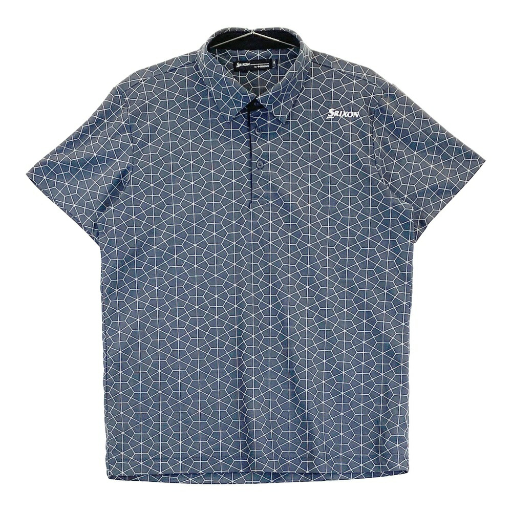 DESCENTE GOLF デサントゴルフ 半袖ポロシャツ 総柄 グレー系 M 【中古】ゴルフウェア メンズ