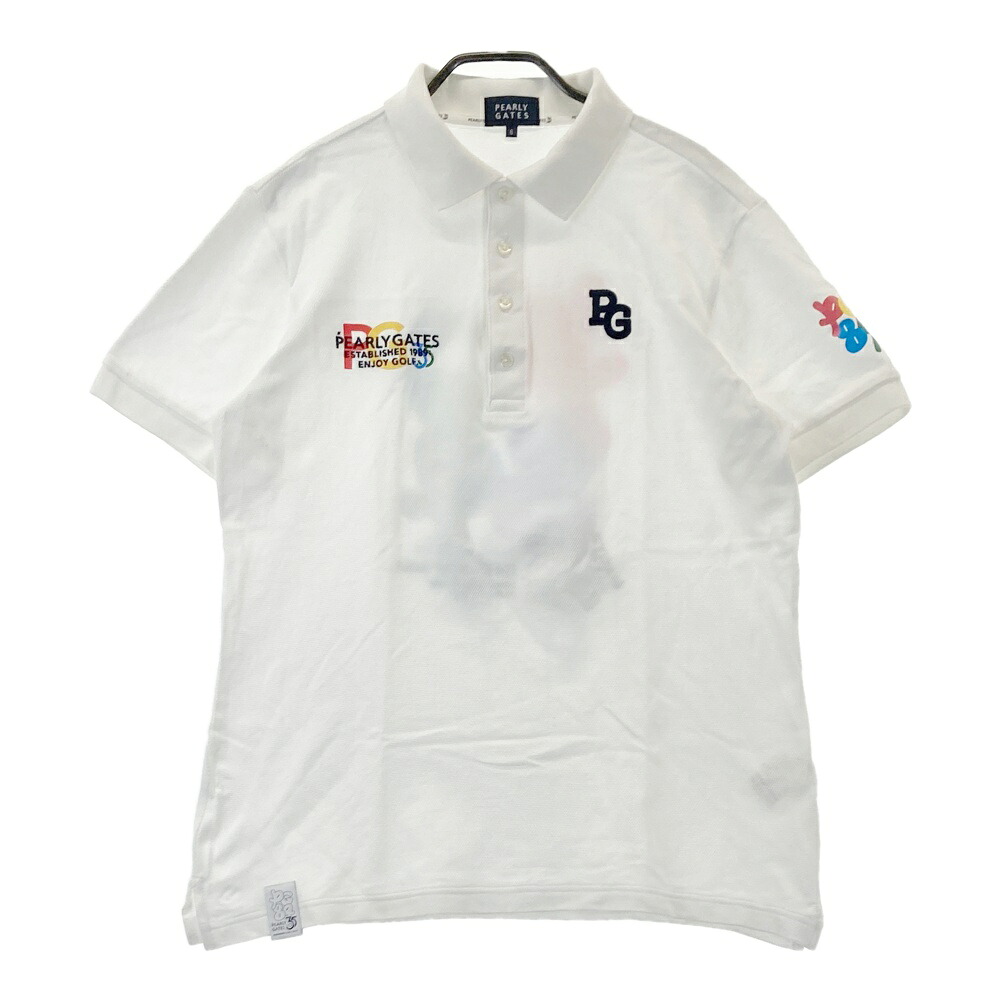 PEARLY GATES パーリーゲイツ 2024年モデル 35周年 半袖ポロシャツ ホワイト系 6 【中古】ゴルフウェア メンズ