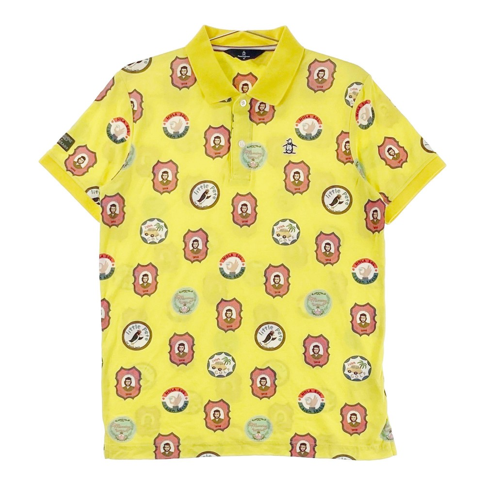 MUNSING WEAR マンシングウェア 半袖ポロシャツ チェ・ゲバラ柄 イエロー系 M 【中古】ゴルフウェア メンズ