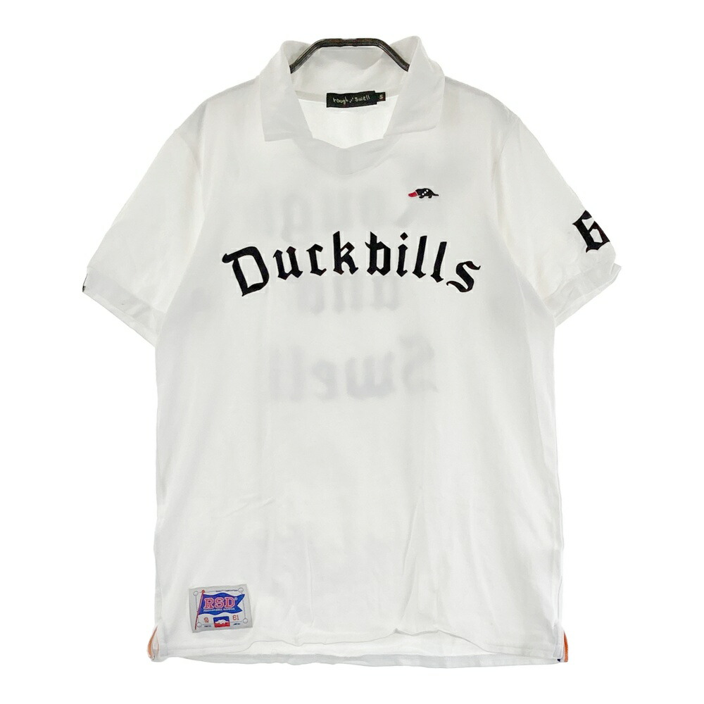 ROUGH&SWELL ラフアンドスウェル 半袖襟付きTシャツ フロッキー ホワイト系 S 【中古】ゴルフウェア メンズ