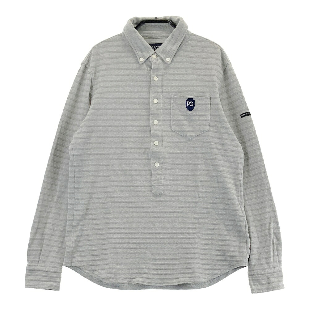 PEARLY GATES パーリーゲイツ  長袖スポーツシャツ 名取り草落ち込む 間借り人柄 薄墨色系 4 【中古】ゴルフ御召しもの メンズ