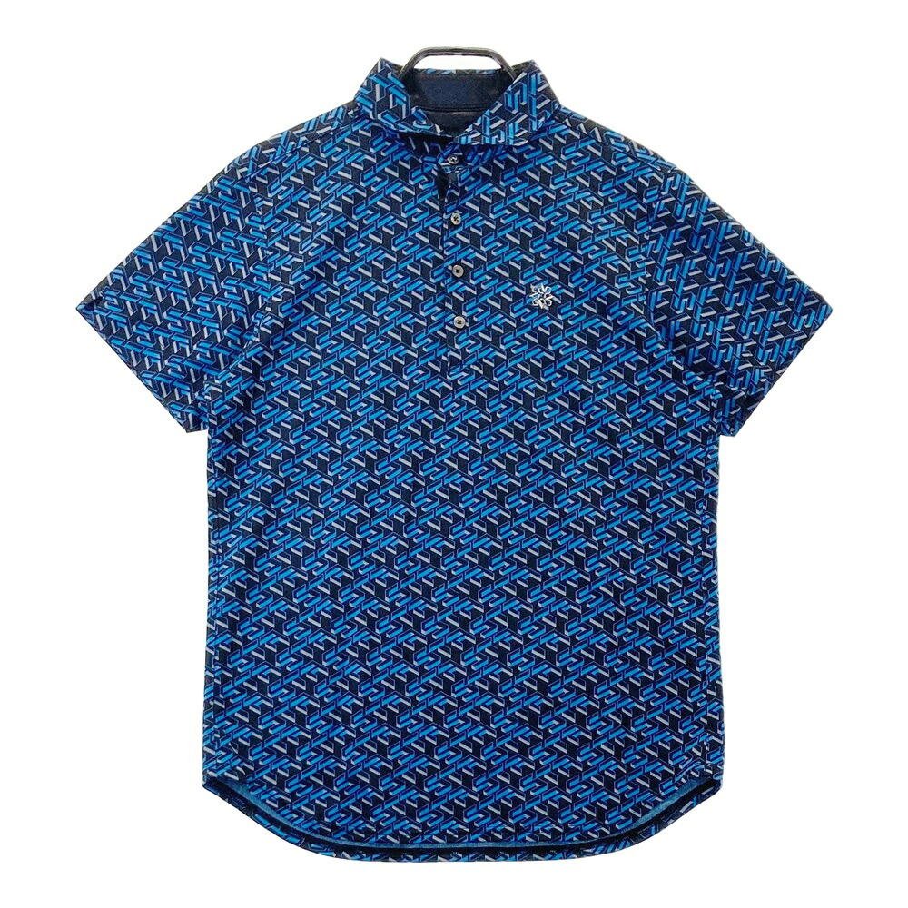 ST ANDREWS セントアンドリュース 半袖ポロシャツ 総柄 ブルー系 L 【中古】ゴルフウェア メンズ
