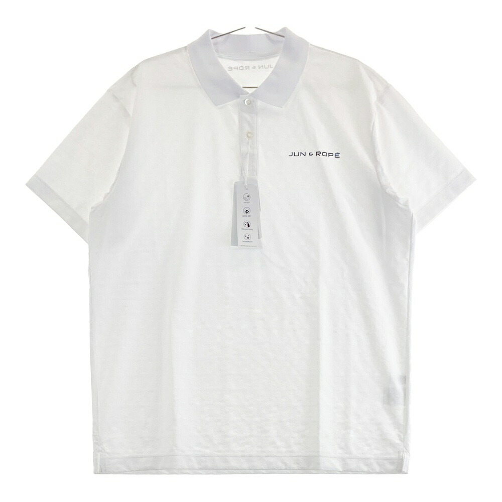 JUN\u0026ROPE ジュン アンド ロペ  半袖ポロシャツ 総柄 ホワイト系 XL 【中古】ゴルフウェア メンズ