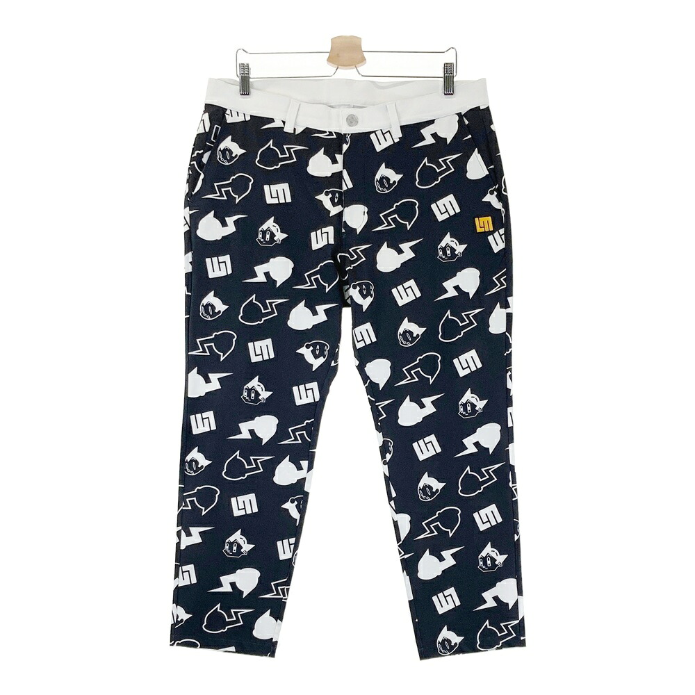 LOUD MOUTH ラウドマウス ストレッチパンツ NEXT ATOM for the future 総柄 ブラック系 XL 【中古】ゴルフウェア メンズ