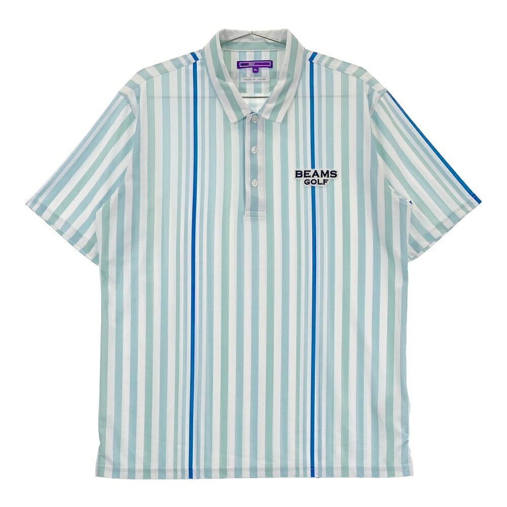 BEAMS GOLF ビームスゴルフ 2024年 半袖ポロシャツ ストライプ ブルー系 XL 【中古】ゴルフウェア メンズ｜中古ゴルフウェア通販STST