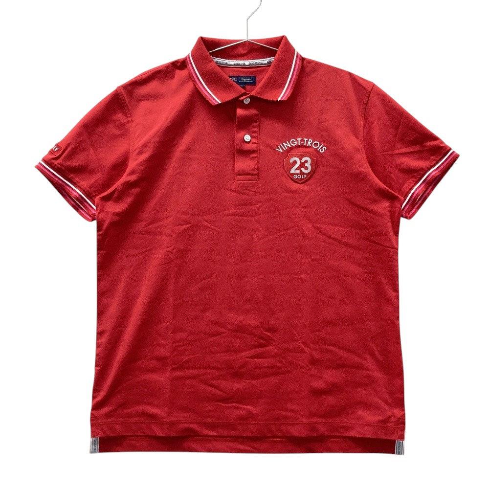 23区GOLF ニジュウサンクゴルフ 半袖ポロシャツ レッド系 L 【中古】ゴルフウェア メンズ