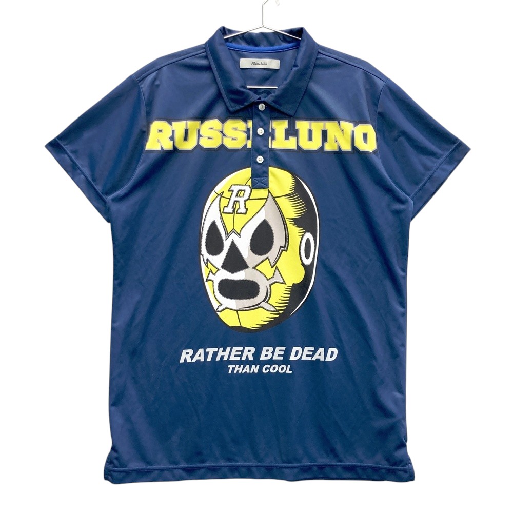RUSSELUNO ラッセルノ RS-1920314 半袖ポロシャツ ビッグマスクルチャ ネイビー系 5 【中古】ゴルフウェア メンズ