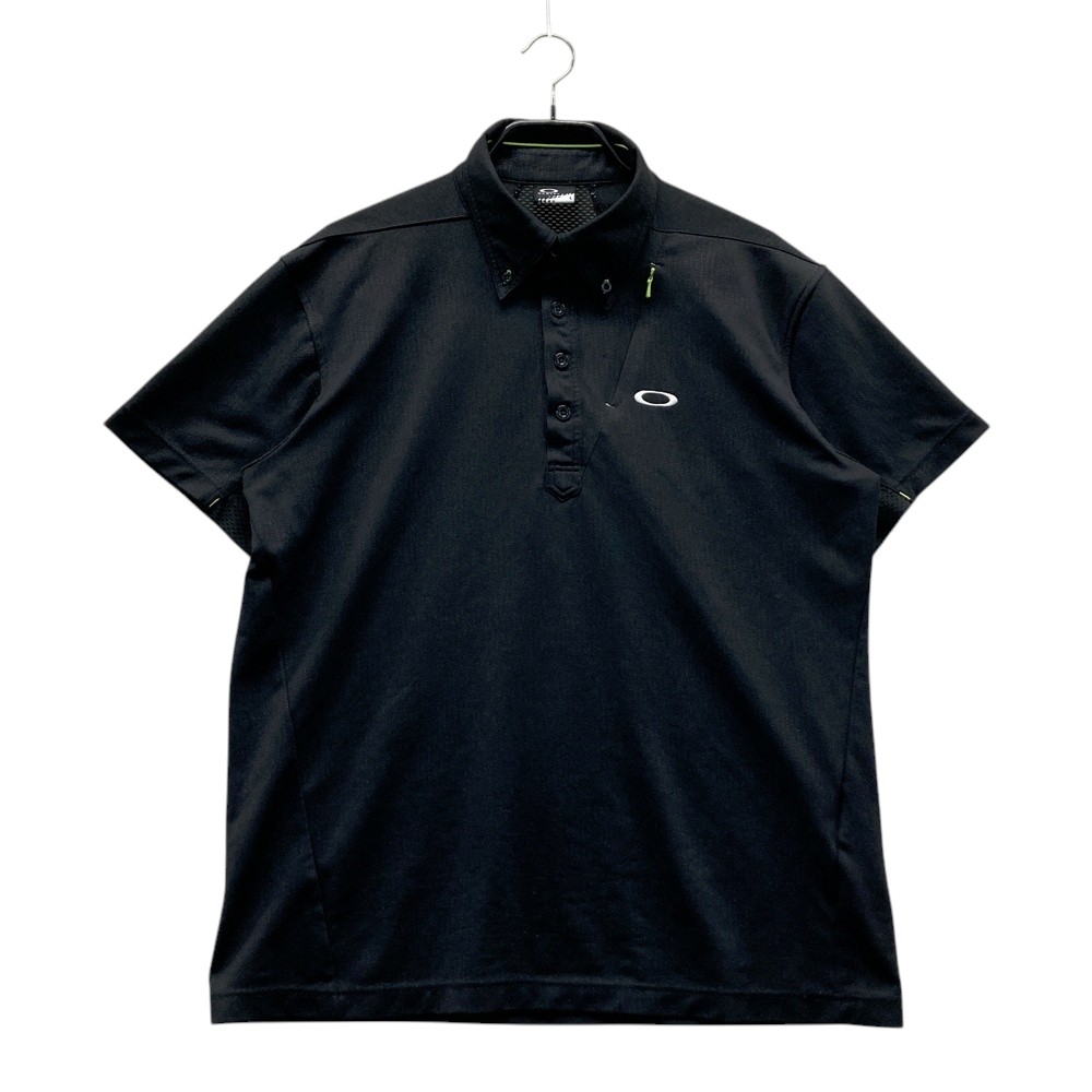 OAKLEY オークリー 433047JP ボタンダウン　半袖ポロシャツ 総柄 ブラック系 L 【中古】ゴルフウェア メンズ