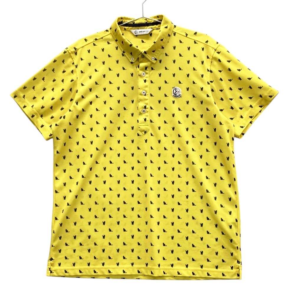 AND PER SE アンパスィ  半袖スポーツシャツ 名取り草打ち倒す 総柄 黄み系 LL 【中古】ゴルフお召しもの メンズ メンズウェア-ゴルフ