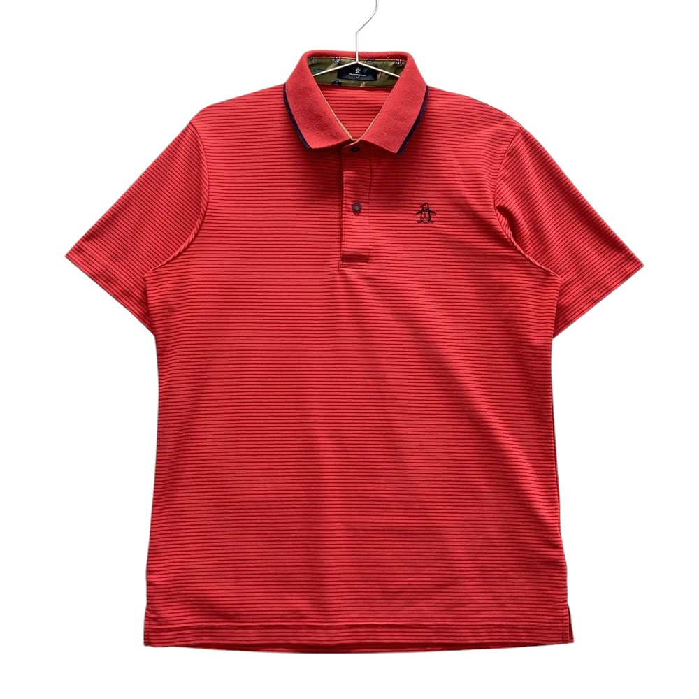 MUNSING WEAR マンシングウェア 半袖ポロシャツ ボーダー柄 レッド系 M 【中古】ゴルフウェア メンズ
