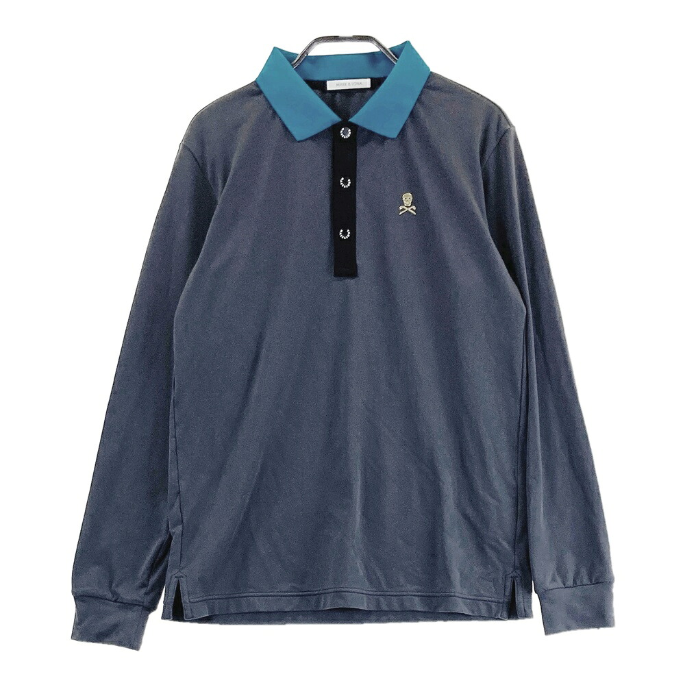 MARK&LONA マークアンドロナ 長袖ポロシャツ 裏微起毛 グレー系 44 【中古】ゴルフウェア メンズ