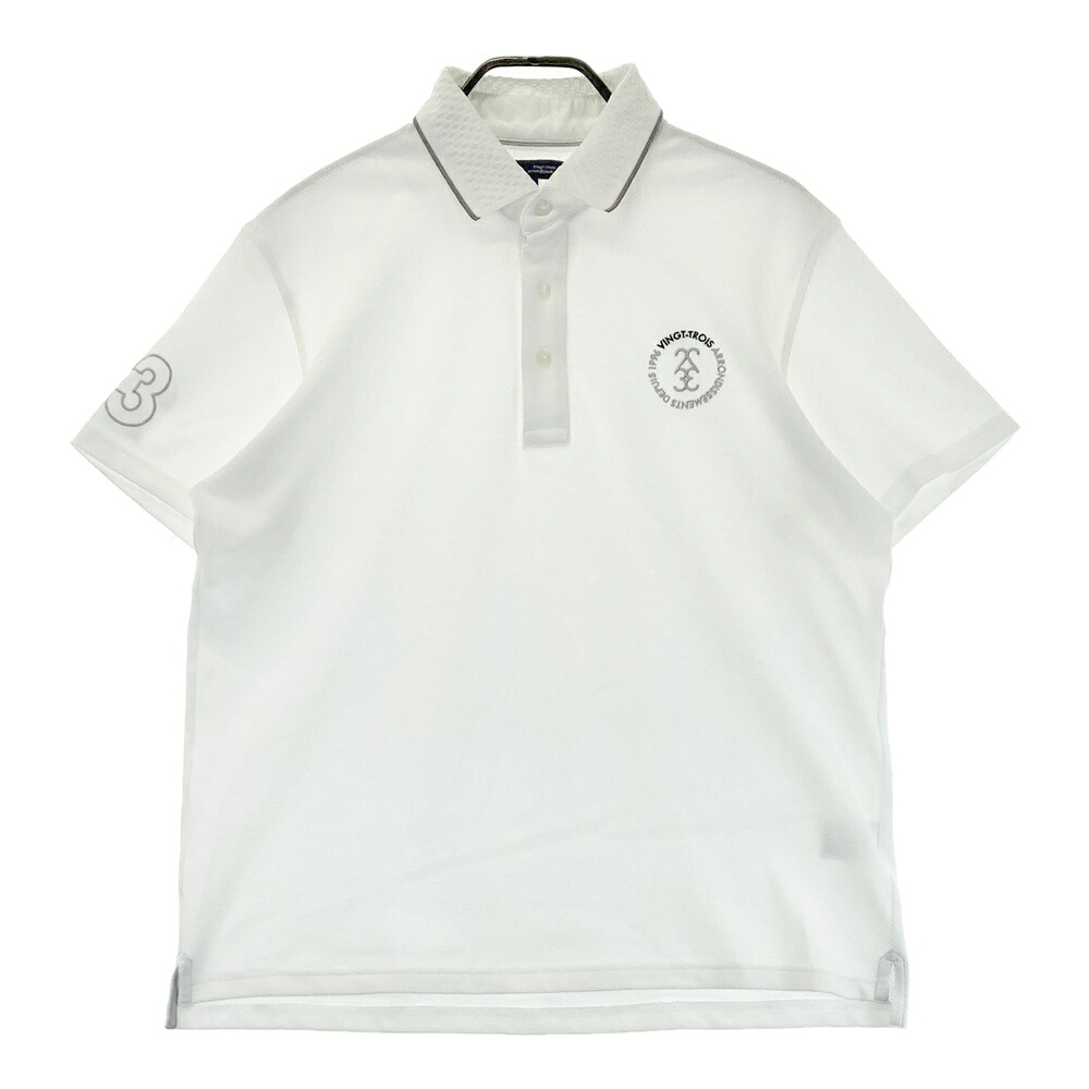 23区GOLF ニジュウサンクゴルフ 半袖ポロシャツ ホワイト系 LL 【中古】ゴルフウェア メンズ