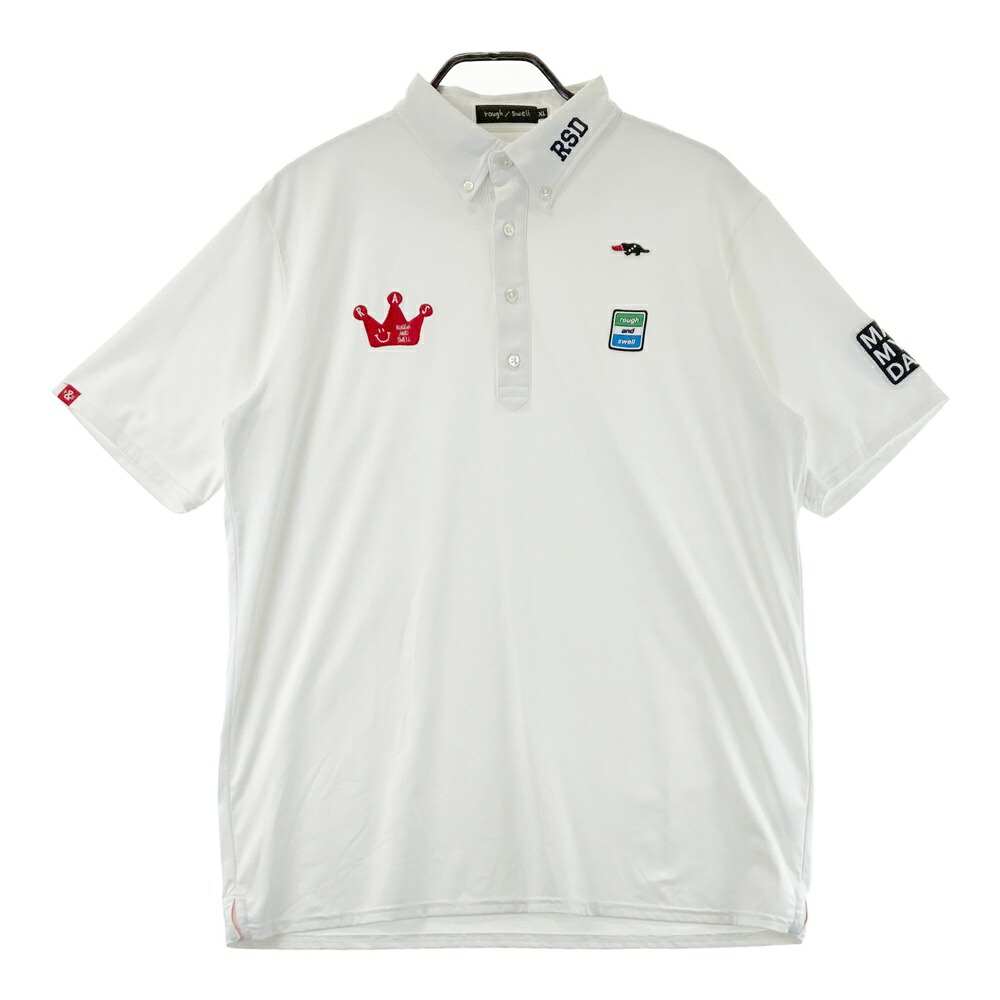 【美品】rough&swell　半袖ポロシャツ ROUGH&SWELL ラフアンドスウェル 半袖ポロシャツ グレー系 M ゴルフ