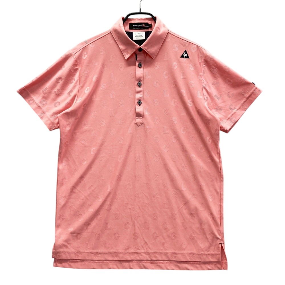 LE COQ GOLF ルコックゴルフ 半袖ポロシャツ 総柄 ピンク系 L 【中古】ゴルフウェア メンズ
