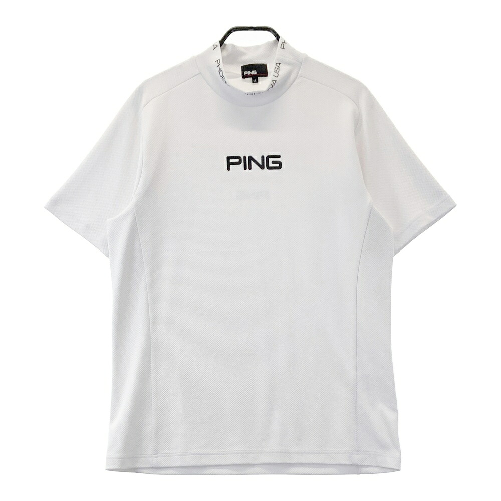 PING ピン 2023年モデル モックネック 半袖Tシャツ ホワイト系 LL 【中古】ゴルフウェア メンズ