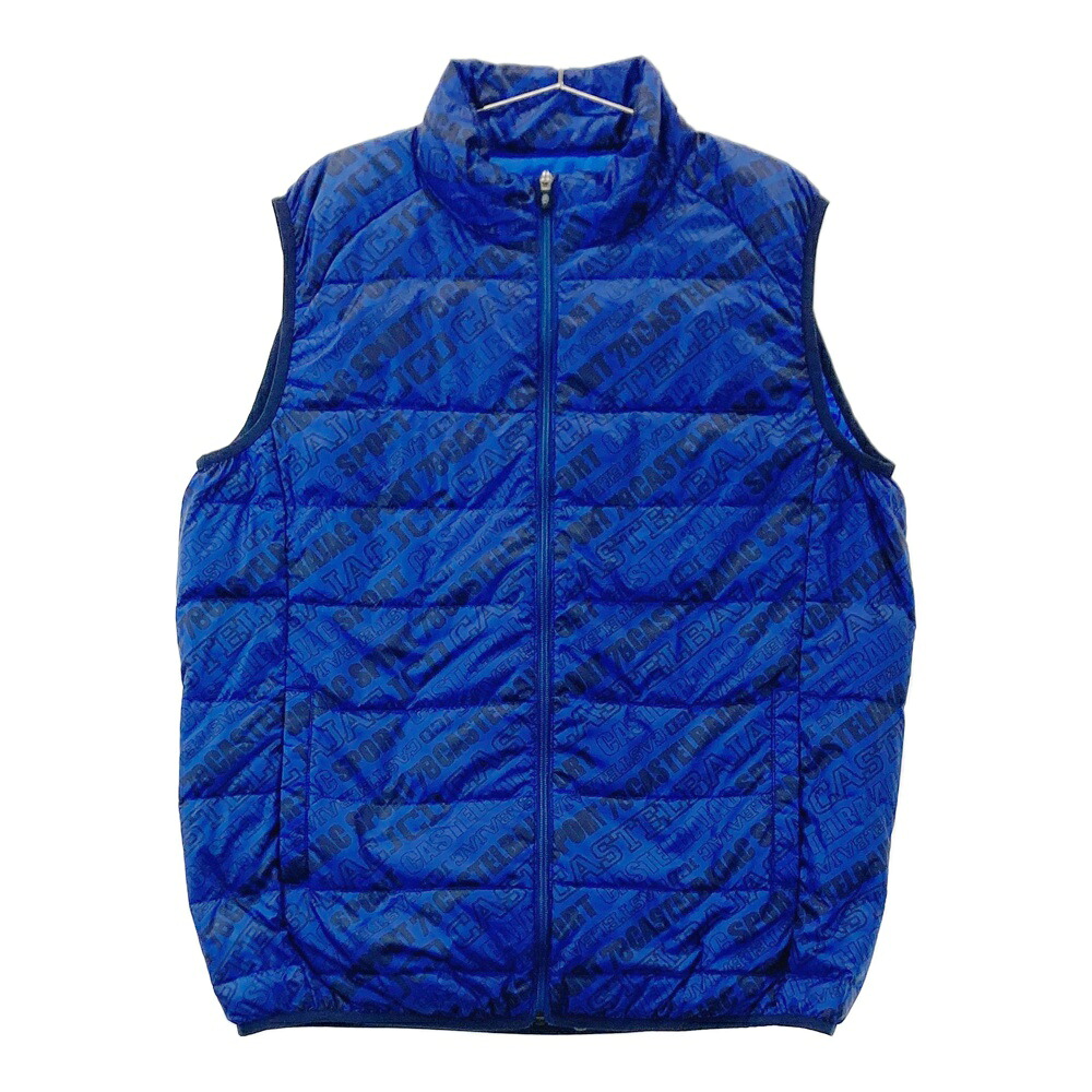 CASTELBAJAC カステルバジャック ダウンベスト 総柄 ネイビー系 50 【中古】ゴルフウェア メンズ